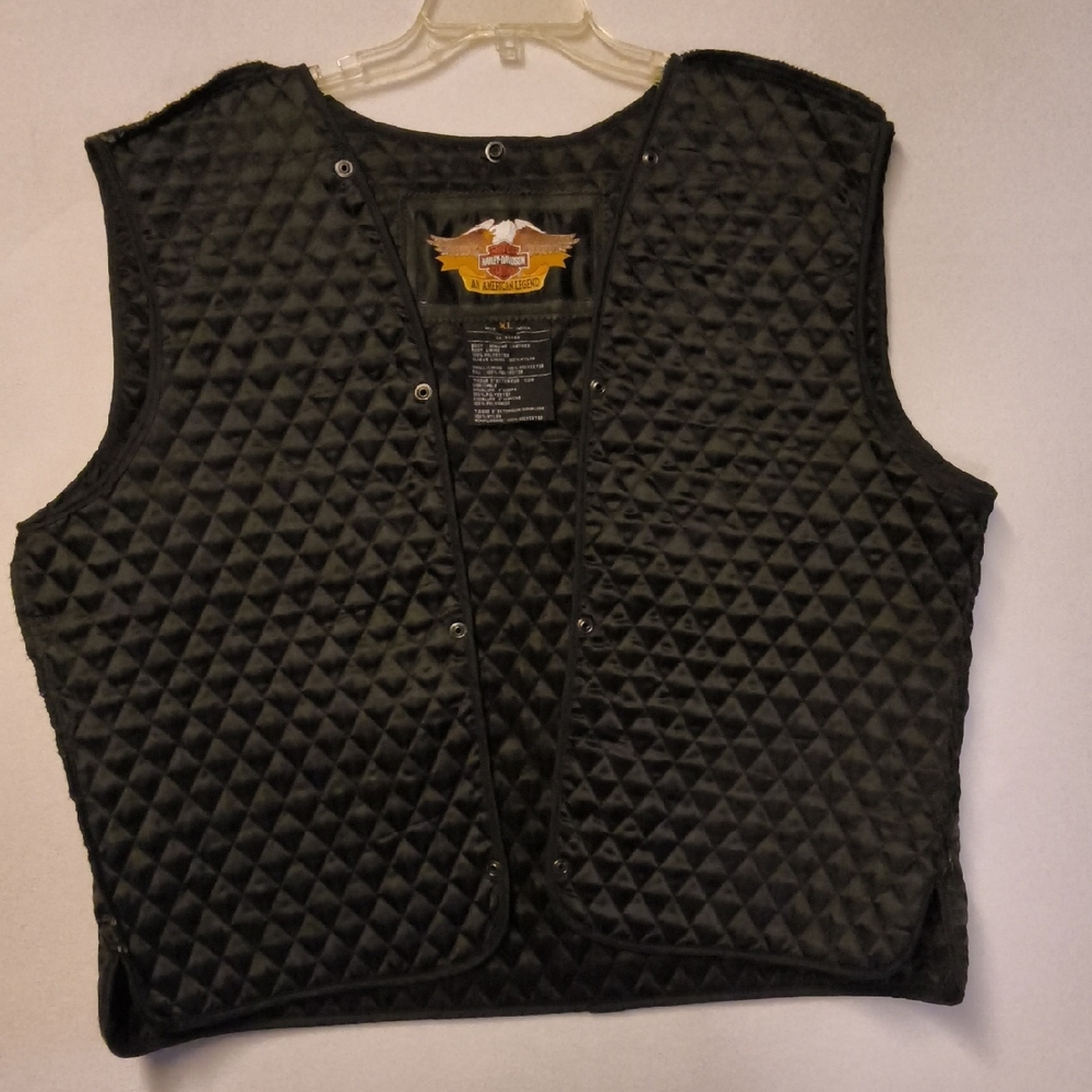 Harley-Davidson Black Quilted Snap Vest For Jacket Or Alone with Interior Logo